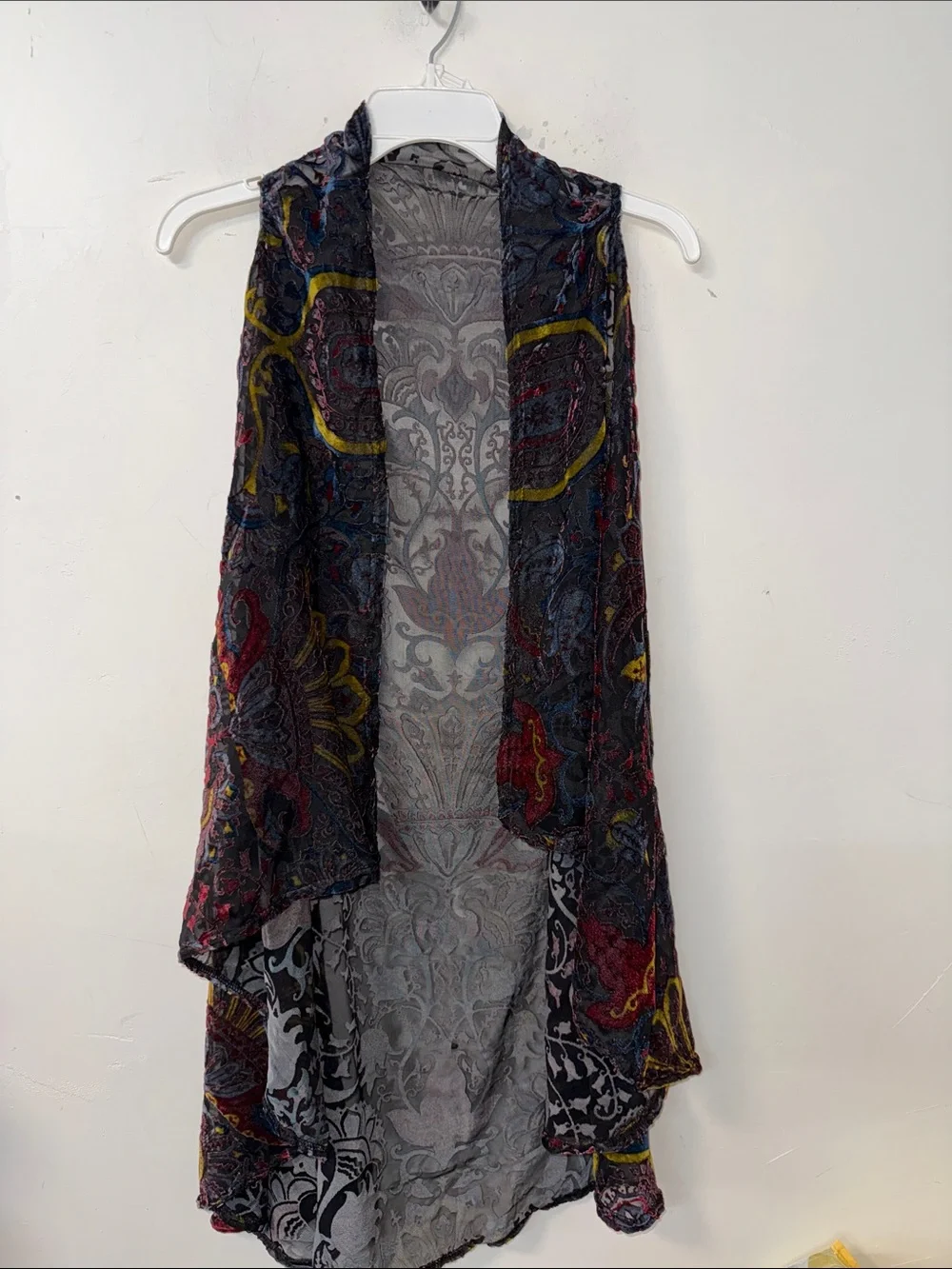 Lightweight Sheer Paisley Shawl Vest - Multicolor